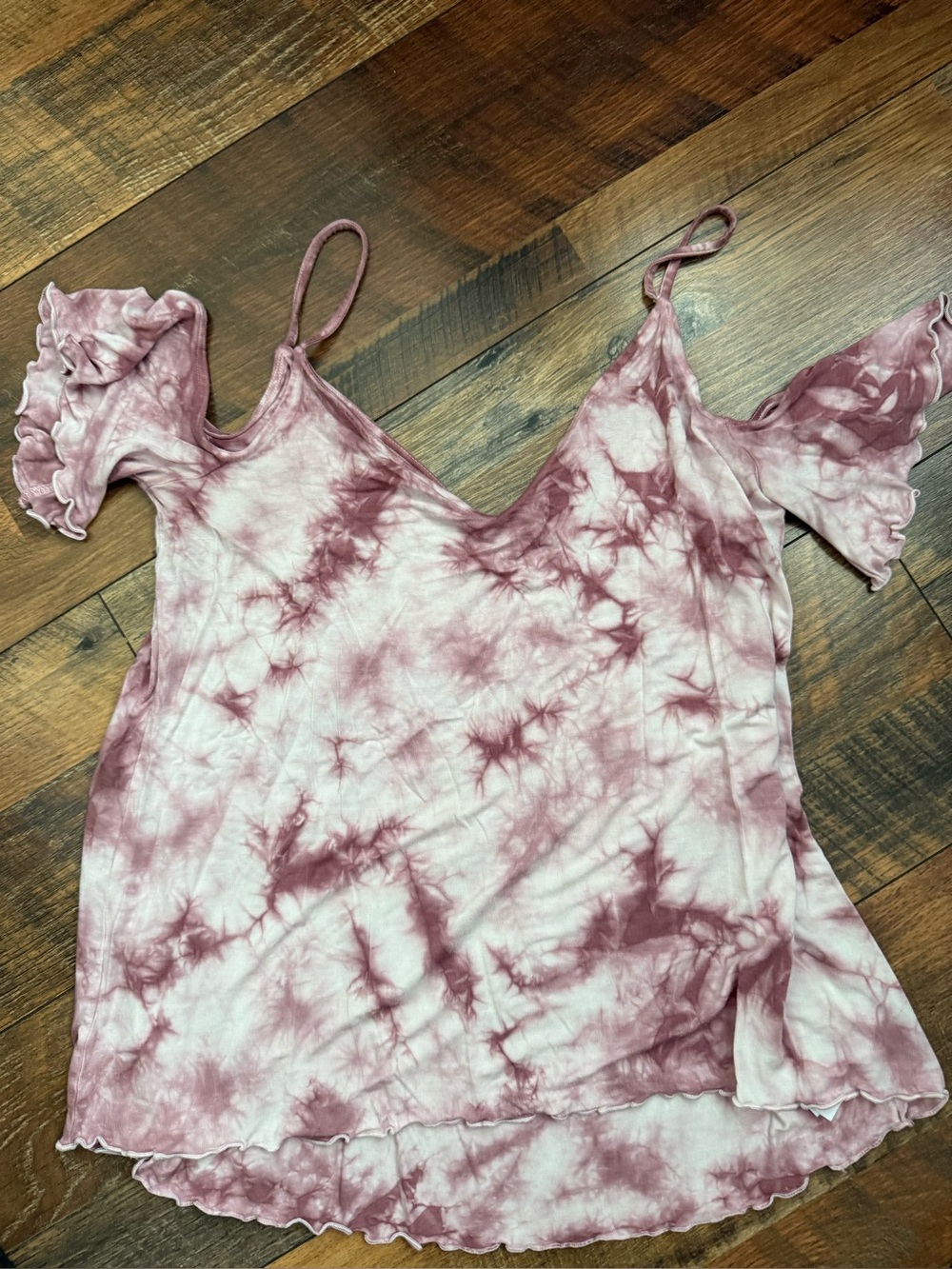 American Eagle Outfitters Mauve Pink Tie-Dye Cold-Shoulder Cami